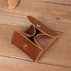 Unisex Genuine Leather Snap Button Coin Purse - Crazy Horse Brown Coffee Color