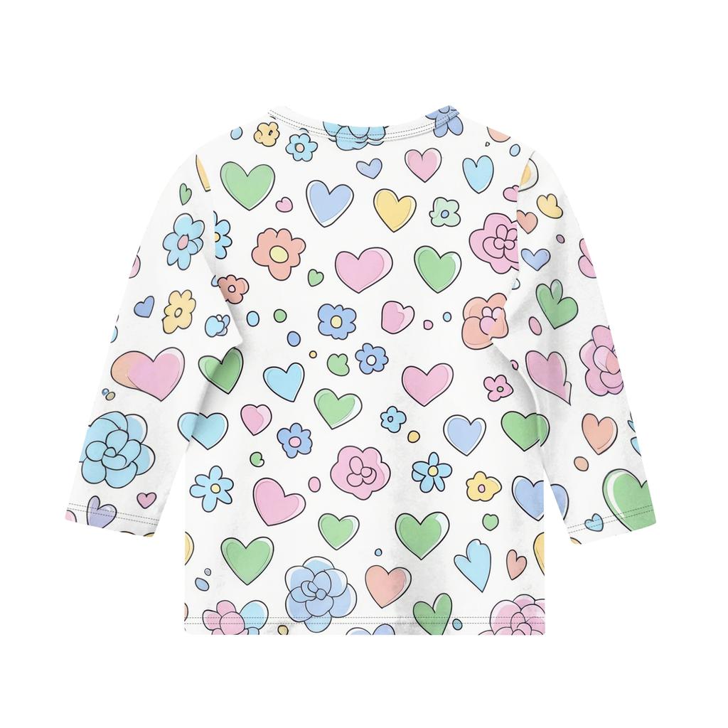 Children's Printed Round Neck Seven Quarter Sleeve Casual T-shirt