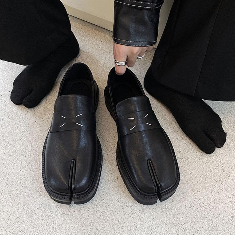 Nadměrná velikost 46 Dámské boty Tabi Módní Pánské mokasíny s rozdělenou špičkou Boty Unisex Silná podrážka Ležérní Kožené boty Obuv