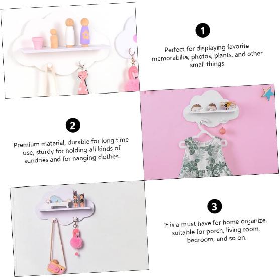 Wall Hanging Rack with Creative Coat Hooks for Porch Storage Home Decor Shelf for Organizing Sundries Living Bedroom Entryway