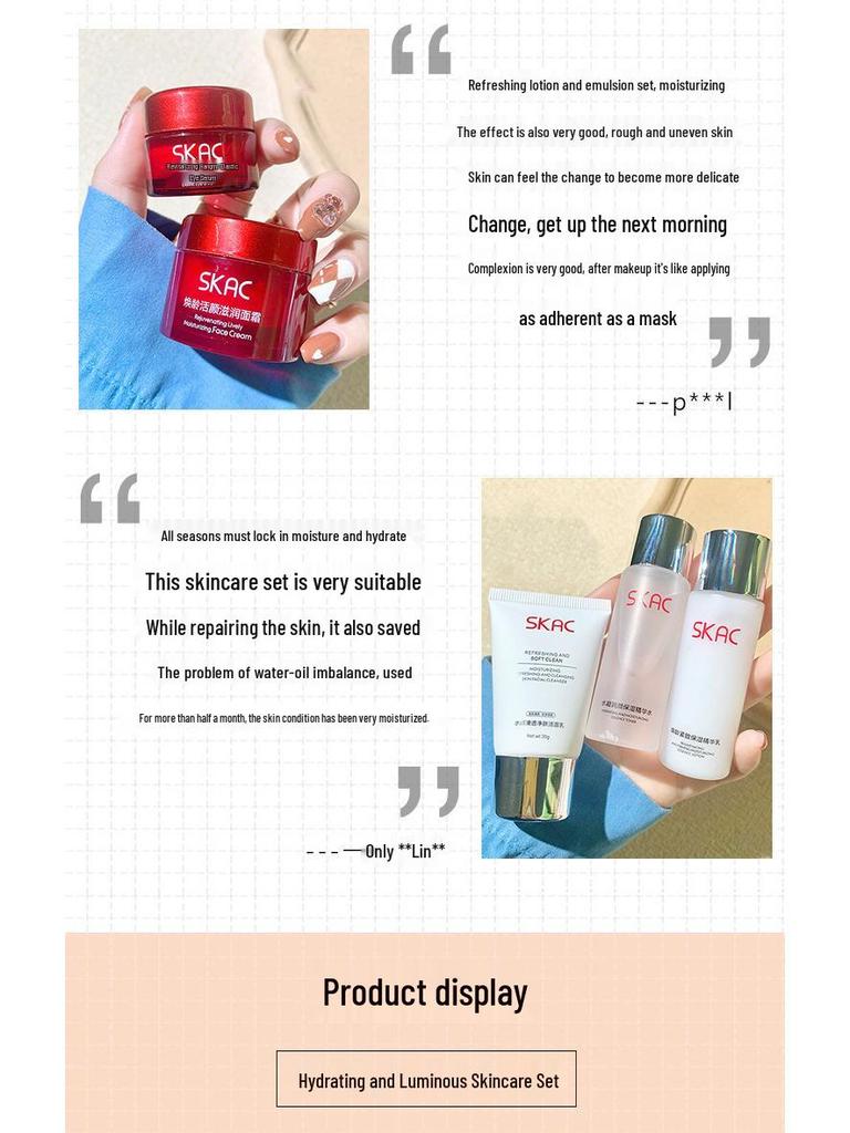SKAC Star Travel Moisturizing Set: Toner, Lotion, Cleanser, Skincare, Beauty Salon 5-Piece Kit