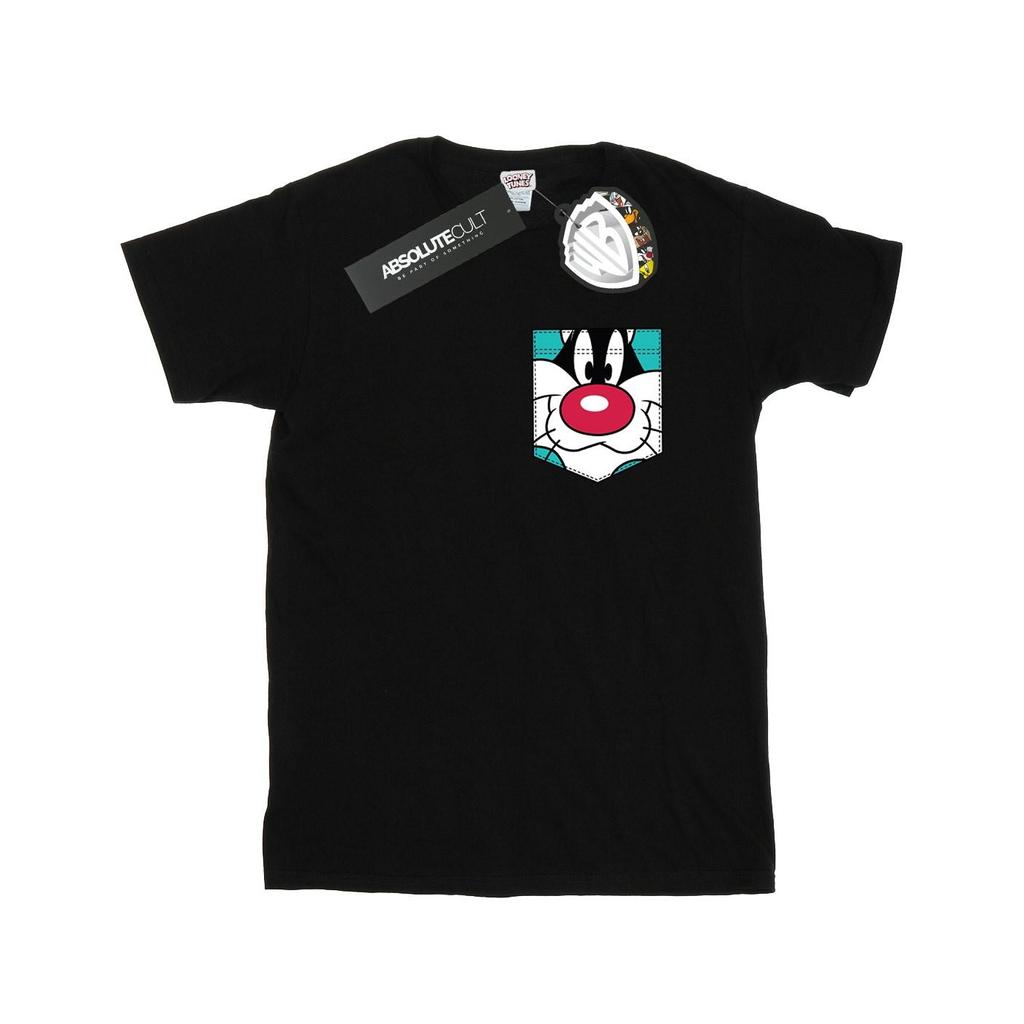 Looney Tunes Herren Sylvester Gesicht Falsche Tasche T-Shirt