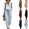 Women Sleeveless V Neck Loose Fit Pullover Top High Waist Wide Leg Pants Set Casual Two Piece Outfit