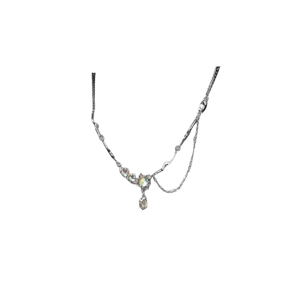 Moonstone Titanium Steel Necklace: Light Luxury, Niche Design, Versatile Clavicle Chain for Women