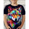 Summer Round Neck 3D Printed Wolf Pattern Top Fashionable Casual Cool Short Sleeved Children's Boy T-shirts
