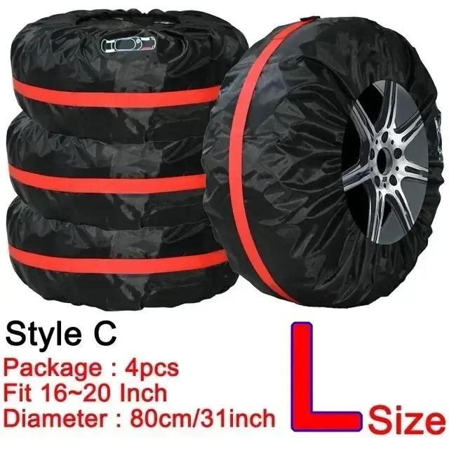 AD Universal 4Pcs Spare Tire Cover Case Polyester Car Tyre Storage Bags Automobile Tyre Accessories Auto Vehicle Wheel Protector
