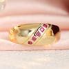 Vintage Inlaid Red CZ Women's Ring Classic Gold Color Geometry Daily Wear Party Jewelry Anniversary Gift