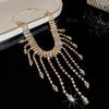 Exquisite Rhinestone Water Drop Tassel Necklace - High-End Retro Court Style Clavicle Chain.