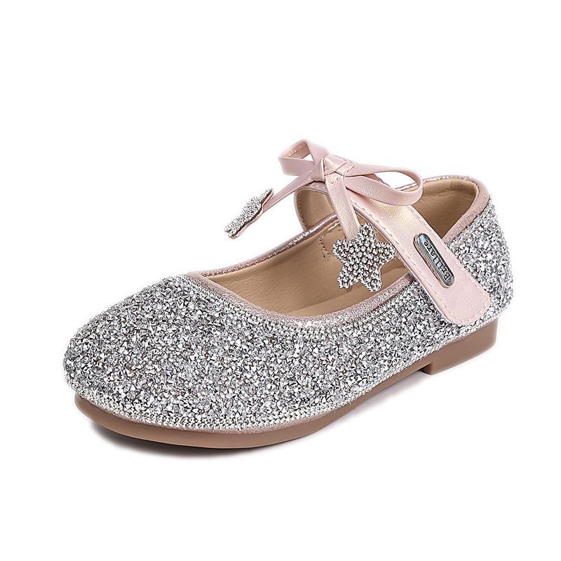

Girls Princess Shoes Spring Soft Sole Ballet Flats Baby Leather Shoes Elsa Toddler Casual Shoes size 25 рожевий