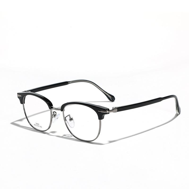Glasses Japanese Retro Glasses Frames Myopia Literary Flat Glasses Men'S Tr90 Metal Rivets Plain Glasses Women