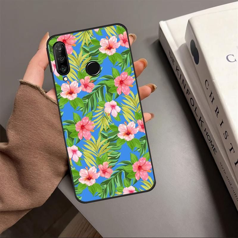 Hibiscus Flowers Floral Hybrid For Huawei P20 P40 Lite P60 P30 Pro Nova 5T 9 10 SE 12s 12i 11i Y90 Y70 Y60 Y61 Y91 Y72 Case
