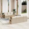 Vidaxl 8-Cz. Set di Mobili da Giardino con Cuscini, Beige, Polyrattan