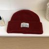 Big head circumference hat Thickened solid color knitted hat Dome wool hat Warm ear protector Cold hat