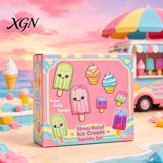 Stress Relief Squeeze Toy 6Pcs Ice Cream Ultra Soft Slow Rise Sensory Fidget Toys for Anxiety Party Favors