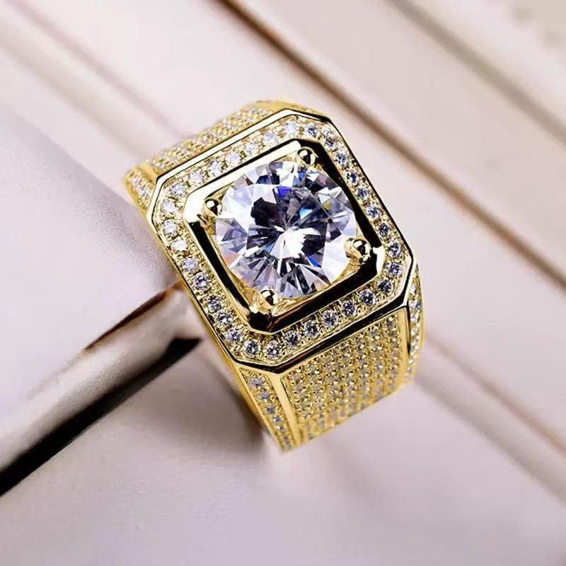 

Original 2CT 925 Sterling Silver RingShining Adjustable Simplicity Fashion Exquisite for Women Jewelry Wedding Plated 18K Gold resizable
