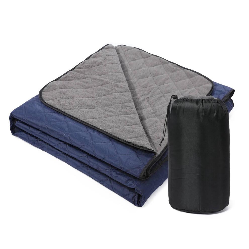 Outdoor Picnic Blanket Waterproof Quilted Fleece Stadium Blanket with Warm Polar Fleece Lining and Carry Sack