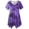 Large Size Fashion Tie-dye V-neck Hem Irregular Short Sleeved Blouse Loose O Neck Floral Top Summer Casual Office Sweet Tops Women's Clothing