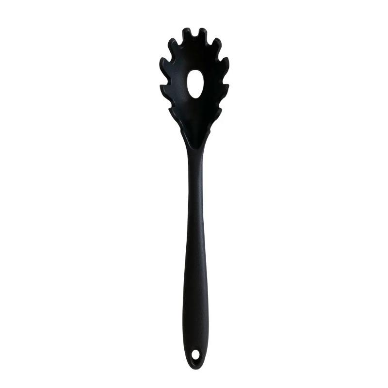 Heat Resistant Silicone Pasta Spoon, Kitchen Tong, Powder Claw, Food Grade Noodle Spoon, Cooking Utensils, Kitchen Accessories black -- 1pc
