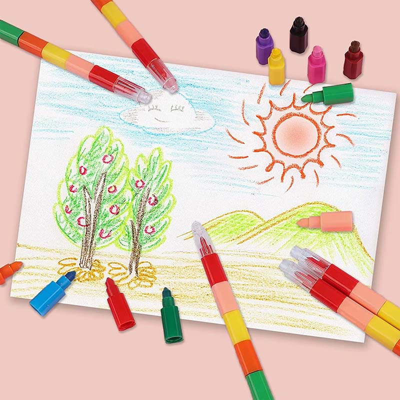 1/3/6/12pcs Building Blocks Crayon Painting Pens 12Colors School Office Birthday Party Gift Kindergarten Carnival Gifts TMZ