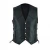 Men's PU leather vest V-neck single-breasted side zipper strap short sleeveless top