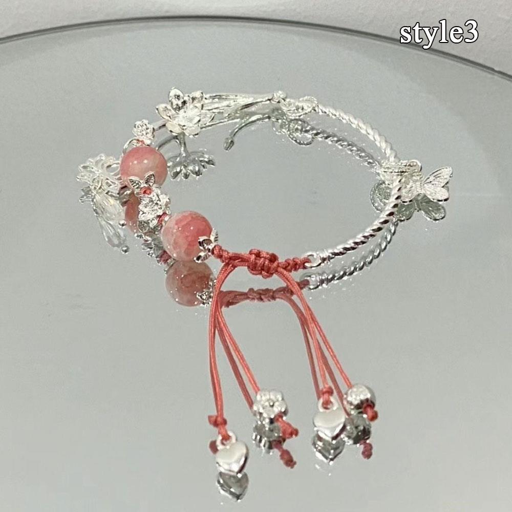 Brățară cu Mărgele de Sticlă Lanț cu Pandantiv Mărgele Norocoase Împletit Brățară din Aliaj Pandantiv Cadou Brățară Elastică Stil Chinezesc Bijuterii pentru Încheietură