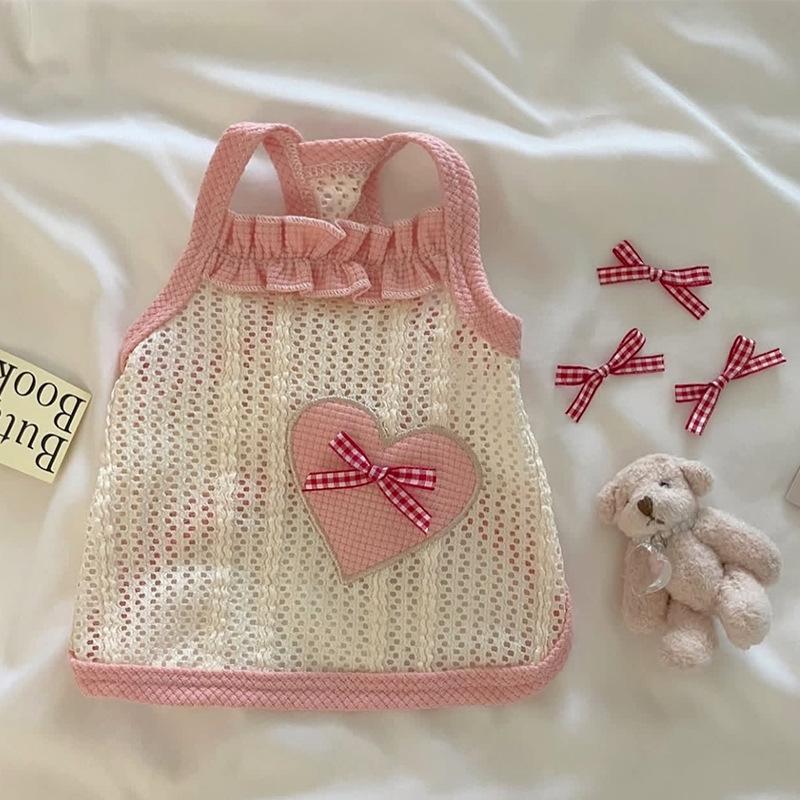 Pet Dog Clothes Cute Thin Breathable Love Teddy Pomeranian Small Dogs And Kittens Vest