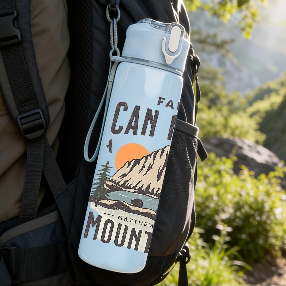 1PC Cat Can Move Mountains Quote Print 750ml Color Plastic Sports Water Bottle Leakproof Flip Straw Lid Suitable for Sports Office Home Use