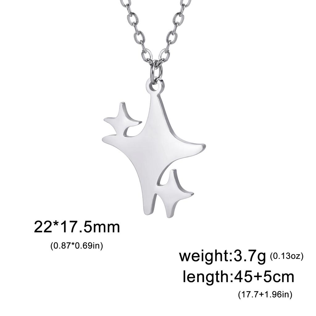 KKjoy Star Pendant Necklace for Women Silver Color Stainless Steel Beads Double Chain Collars Minimalist Jewelry Accessories New