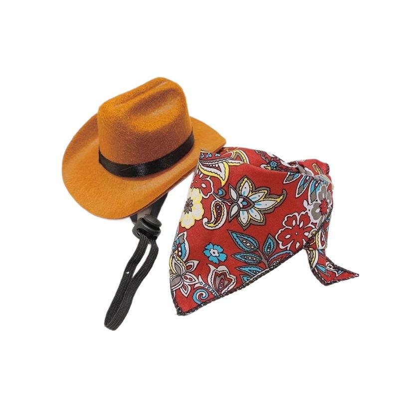 Cat Hat Western Cowboy Hat Pet Dog Photo Cute Funny Headwear Small and Medium-sized Dogs Sun Protection Sun Hat
