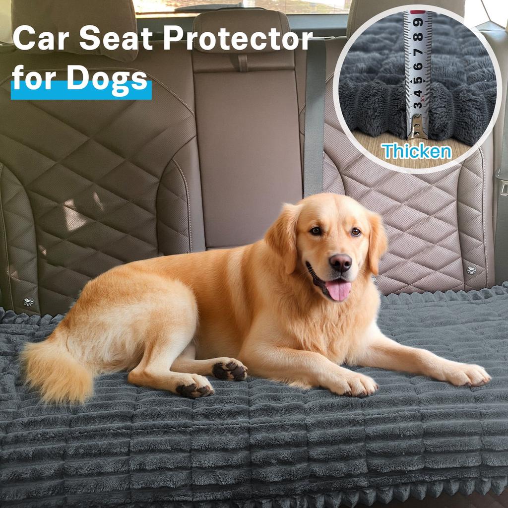 Backseat Pet Bed Mat, Dog Bed for Car Back Seat, Non-Slip Furry Dog Covers Pet Mat, Fit for Backseat Extenders and Seat Covers