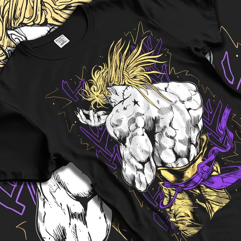 JoJo's Bizarre Adventure T-shirt Giorno Giovanna Jumper Oversized Men's Casual Loose Cotton High Quality Streetwear Harajuku Female Male Clothing