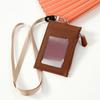 New Zipper Bag Card Badge Holder PU Leather with Neck Lanyard Coin Purse Card Bag Student