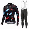 Men Women Cycling Jersey Set Long Sleeve Mountain Road Bike Outfit Breathable Quick Dry