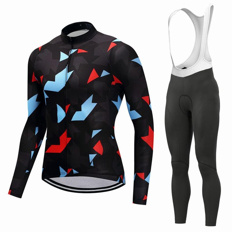 Men Women Cycling Jersey Set Long Sleeve Mountain Road Bike Outfit Breathable Quick Dry