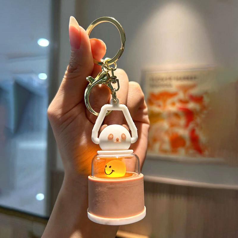 Adorable Glowing Panda Keychain Cute Silicone Cartoon Accessory For Gifts And Parties