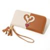 Women's Long Wallet: Korean Style, Contrast Color, Tassel, Mobile Phone Holder