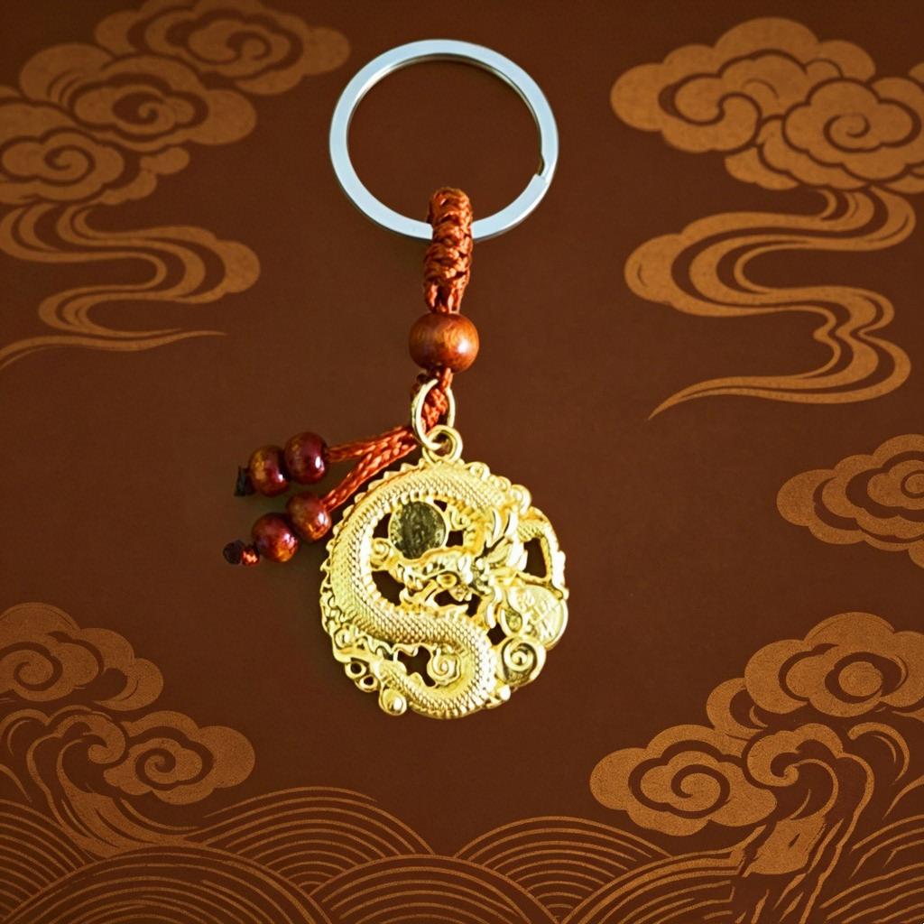 Chinese Alloy Dragon Brand Keychain Pendant Car Hanging Metal Accessories Pendant Bag Hanging Gift Decoration