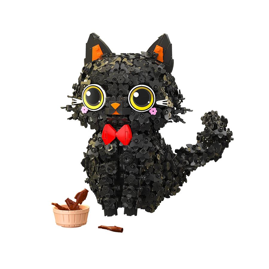 

1651PCS Plastic Flowers Bricks Black Cats Tiny Particle Construction Blocks Cute And Charming Bearbricks Puzzle designed for Children Gifts Items no box