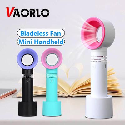VAORLO Mini dispositivo di raffreddamento portatile senza lama portatile ricaricabile USB, senza foglia, pratico ventilatore con indicatore LED a 3 livelli di velocità