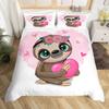 Cartoon Sloth Duvet Cover Set Cute Animals Bedding Sets For Boys Girls Funny Sloth Tropical Leaves Floral Nature Quilt Cover Set