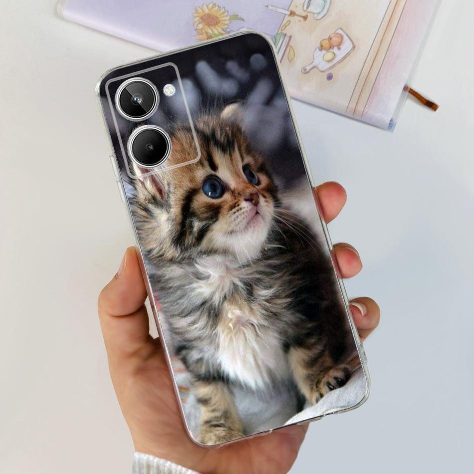 Cute Flower Cat Painted Case For Realme 10 / Realme 10 Pro / Realme 10 Pro+ Soft Silicone TPU Cover For Realme10 4G 10Pro Plus