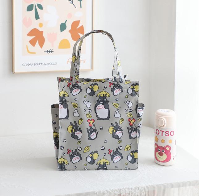 Cartoon Bento Box Bag With Side Pocket Oxford Fabric Multiuse For Kids And Teens