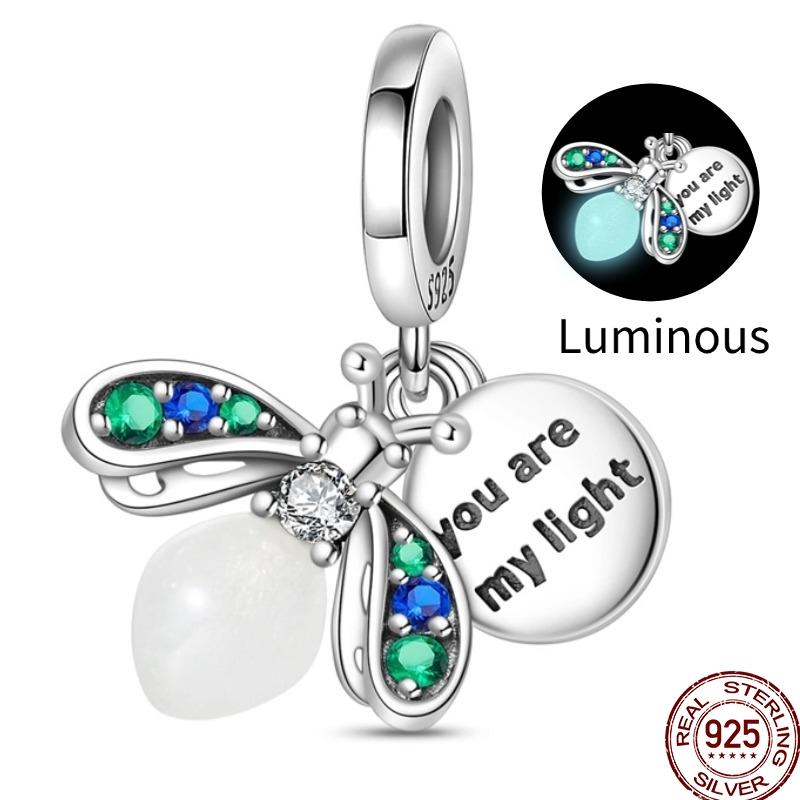 Original Copper Charm Beads Luminous Firefly Tarot Card Perfume Butterfly Bead For Women Diy Bracelet Charm Jewelry