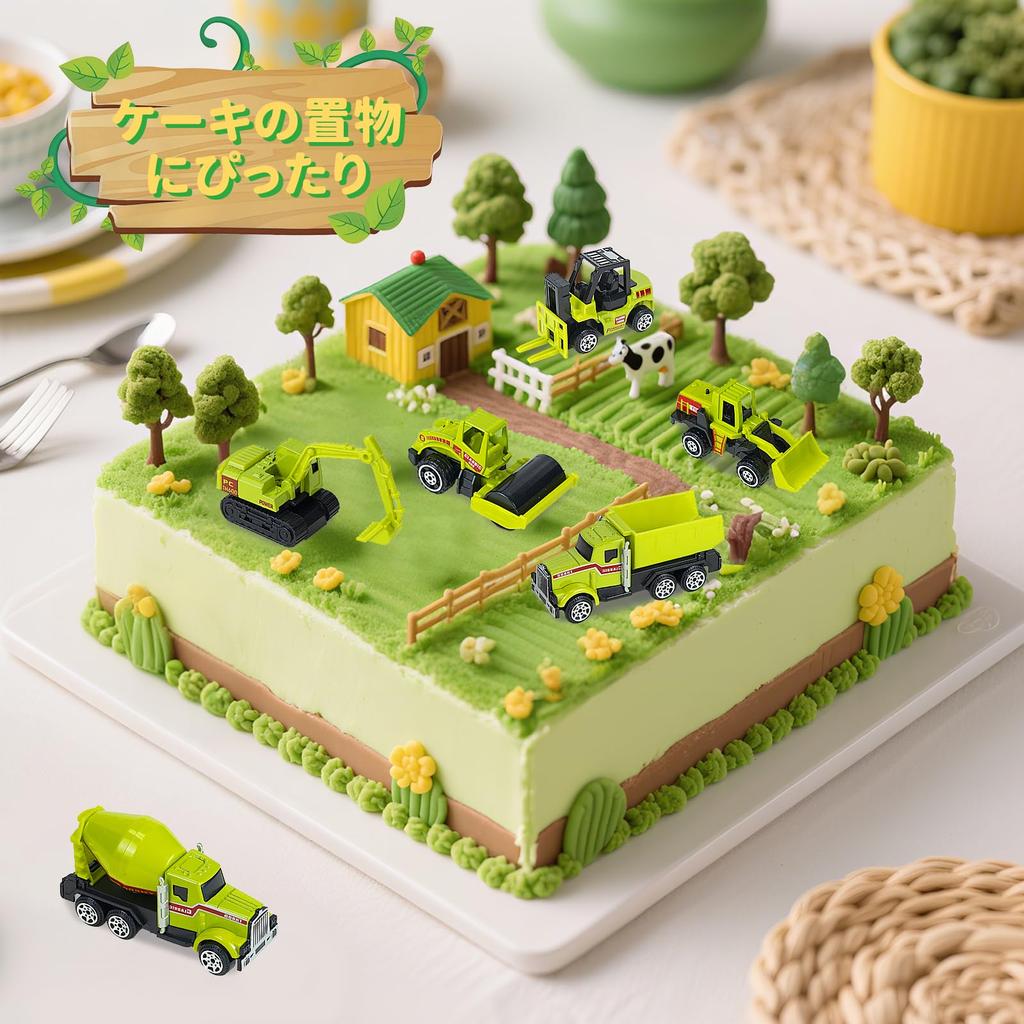 YongnKids Toy Car Construction Alloy Construction Miniature Car Metal Model Popular and Durable for Indoor Sand Green 6-Piece Set, Vehicles,