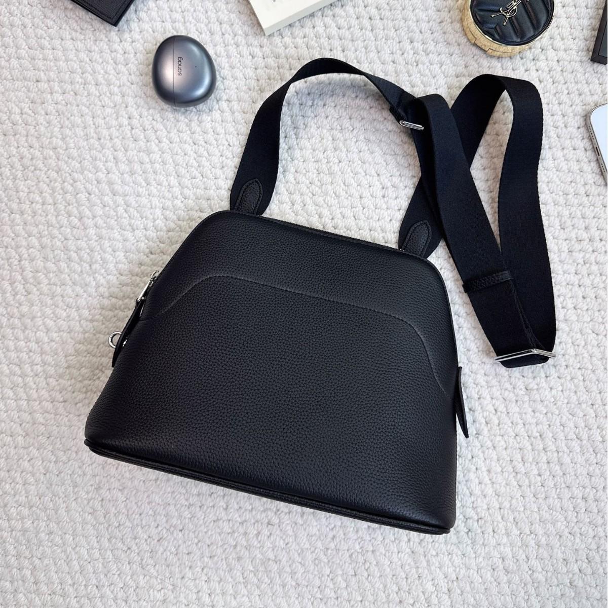 

New togo first-layer cowhide bowling bag shell bag unisex fashion commuter shoulder messenger bag 27x9x20cm