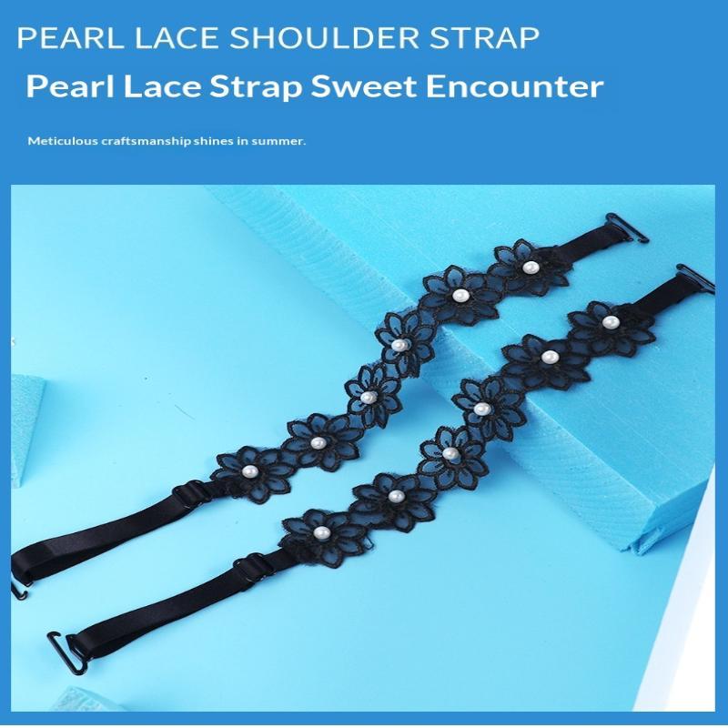 Lace Pearl Bra Straps With Adjustable Length Soft Texture Perfect For Off Shoulder Dresses Daily Casual Wear