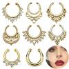 16g Steel Gold CZ Septum Fake Piercing Mix Styles Falso Septum Nose Rings Clickers Men Body Jewelry Piercing Nariz Daith Helix