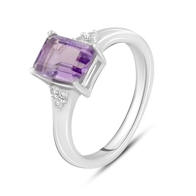 Silver Ring with Natural Amethyst 2.09ct, White Topaz (2116417)