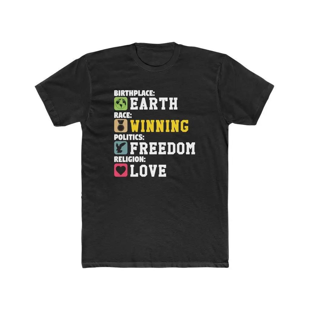Earth Winning Freedom Love UnisexS Cotton Crew T Shirt