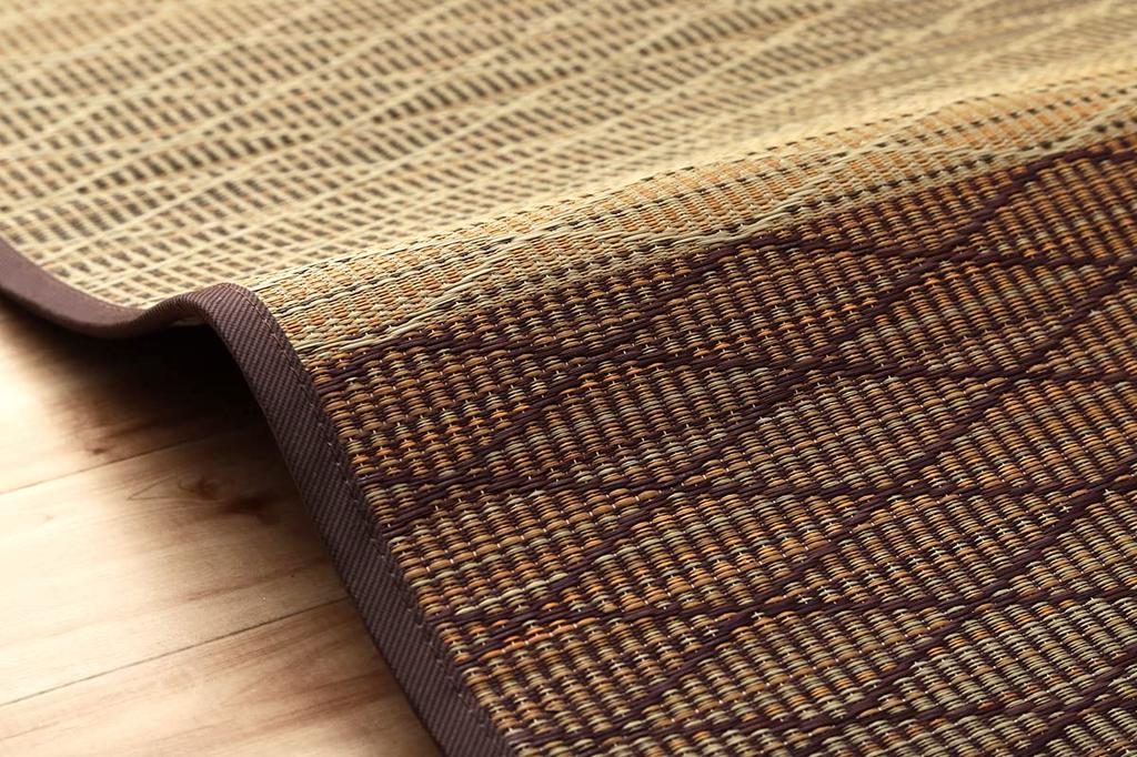 Ikehiko Rush Rug Carpet Tatami Note Square FX Diamond Brown 190 X 190cm Geometric Pattern Humidity Control Effect Antibacterial and Deodorizing Effect